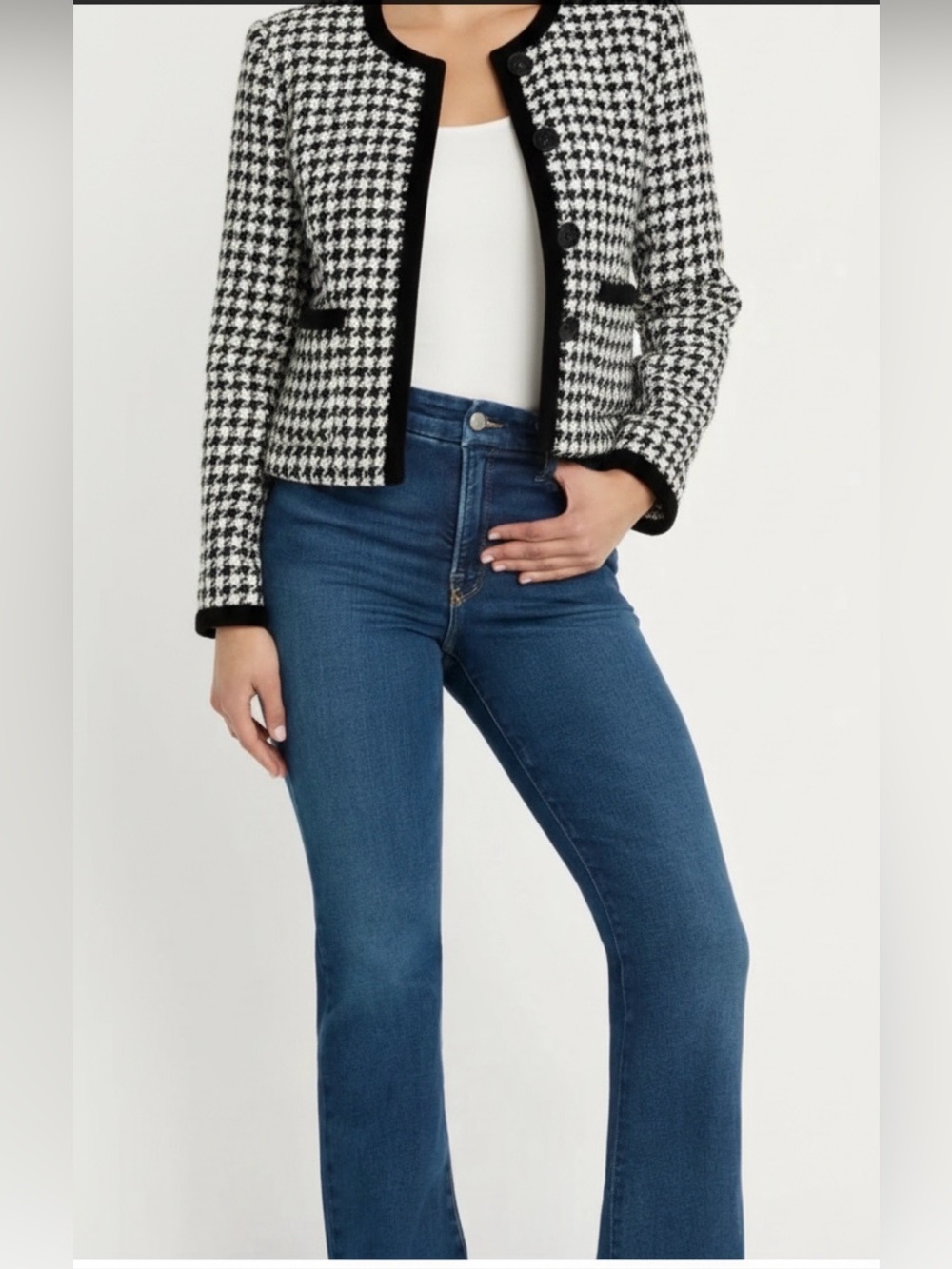 RIHOAS Black & White Houndstooth Tweed Jacket